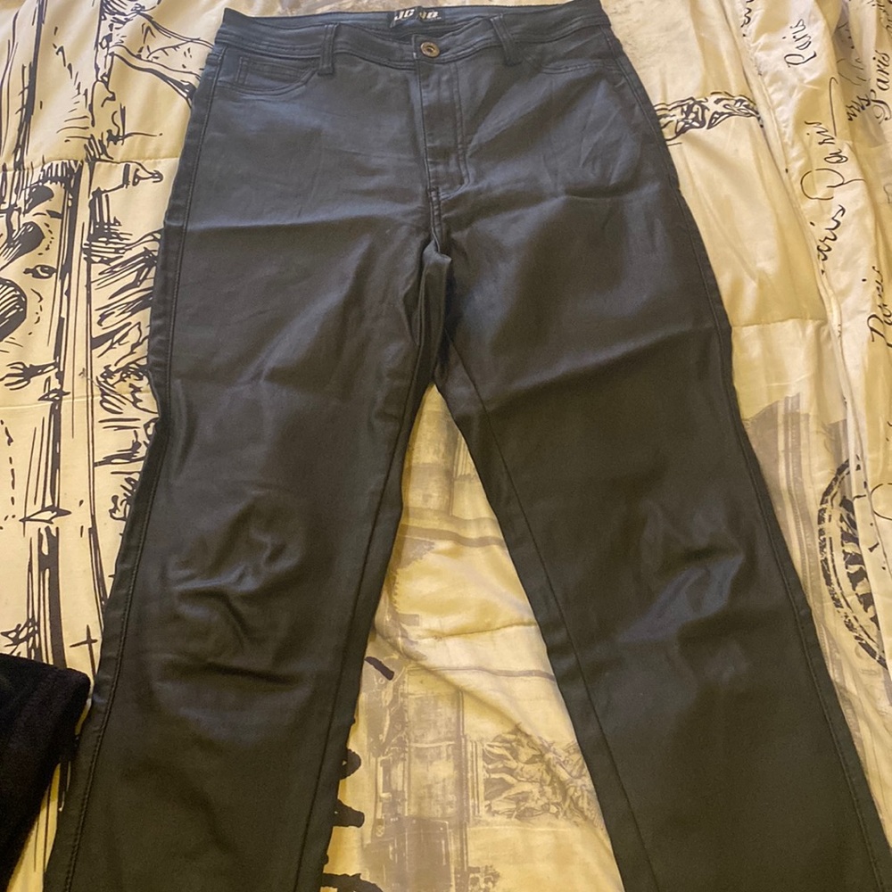 Faux leather jeans